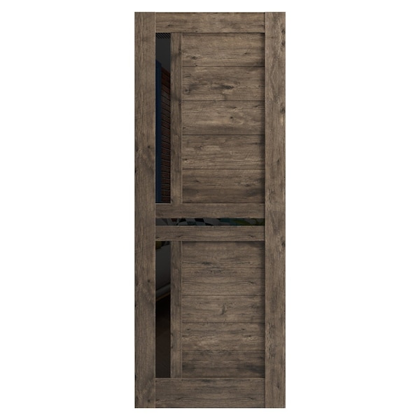 Sartodoors Solid French Double Doors 84 x 80in, Quadro 4445 Cognac Oak W/ Frosted Glass - QUADRO4445DD-AKA-84