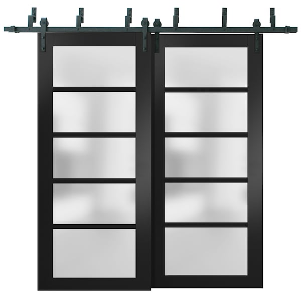 Sartodoors Barn Bypass Interior Door, 84" x 80", Black - QUADRO4002BBB-BLK-84