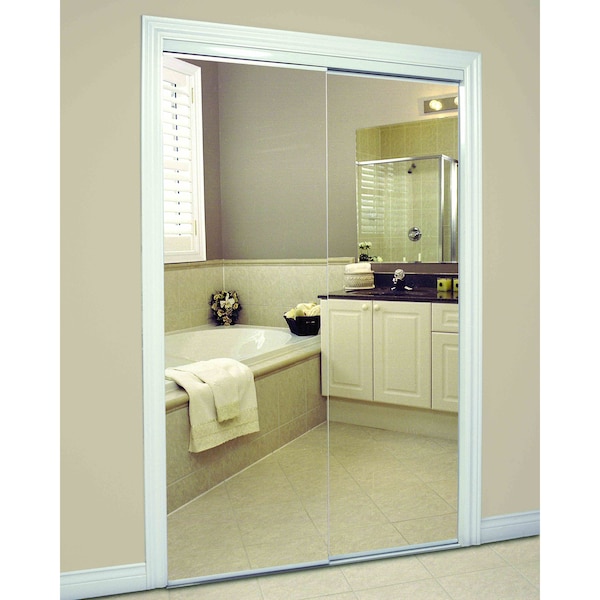 Renin 60 in. x 80 1/2 in. Bypass Mirrored Closet Door - BY320BBWCLE060080