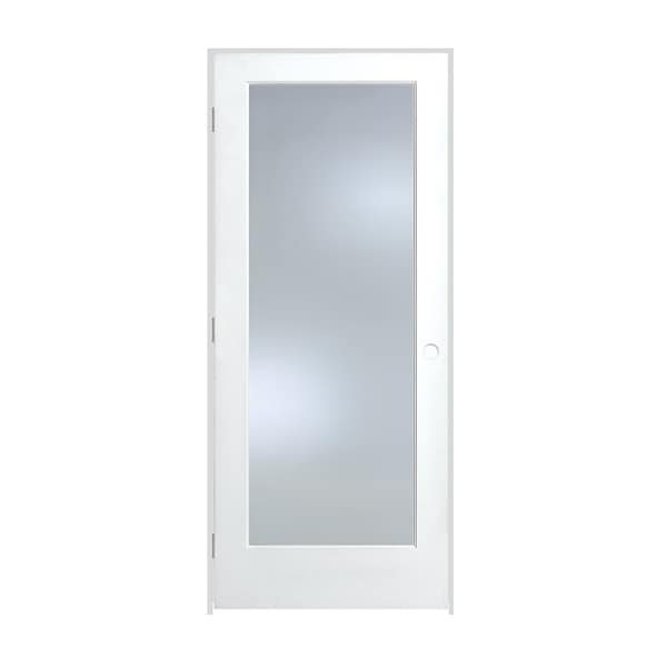 Trimlite Primed 1Lite Clear Tempered Glass Interior French 49/16" RH Prehung Door Brushed Chrome Hinges - 2668PRI1501CLETRH26D4916