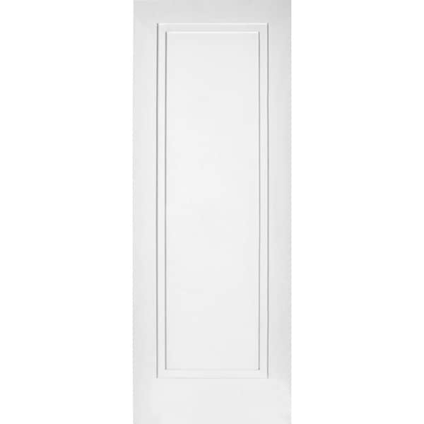 Trimlite 34" x 96" x 1-3/8" Primed 1-Panel 2-Step Interior Shaker 4-9/16" RH Prehung Door with Black Hinges - 2180PRI8491RH1D4916