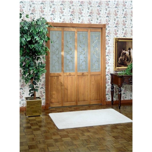 Parche 36 x 80 in. Half Glass Giverny Bifold Door, Unfinished Pine - PA3028832