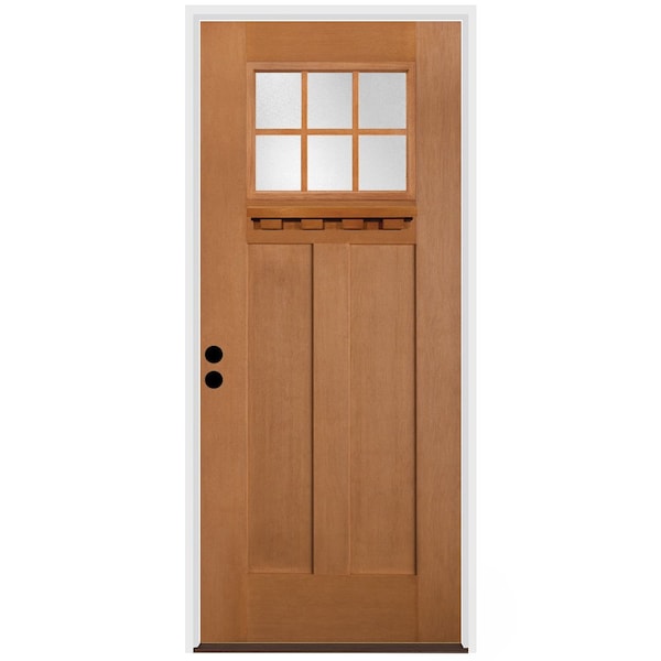 Codel Doors 32" x 80" Fir Grain Shaker Exterior Fiberglass Door - 2868RHISPFGHER2066C491626DB