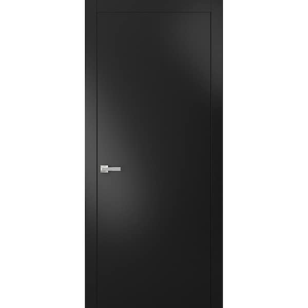 Sartodoors Modern Interior 32x96" Handle Planum 0010 Black Matte Single Regural Panel Frame Trims Bathroom - PLANUM10ID-BLK-3296