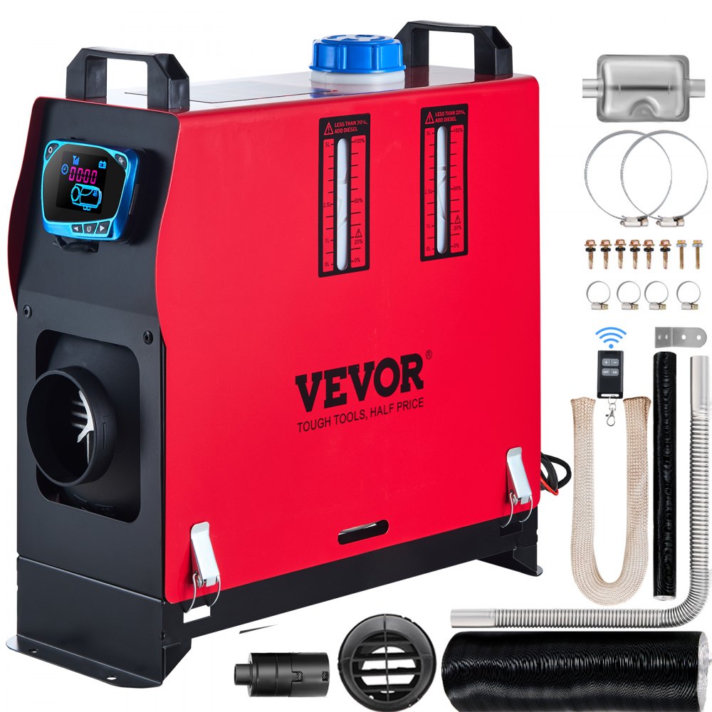 VEVOR 5KW Diesel Air Heater All in One 1 Air Outlet Diesel Heater 12V Remote Control Parking Heater Silencer with Blue LCD Switch for RV Trucks Bus and Trailer - ZCJRQYTJ5KWDFLYJ1V0