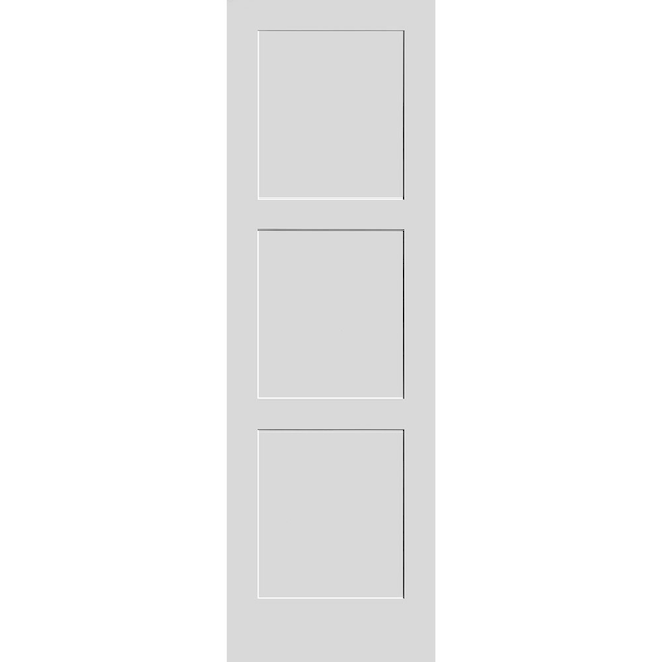 Codel Doors 28" x 96" Primed 3-Panel Equal Panel Interior Shaker Slab Door - 2480PRI8433