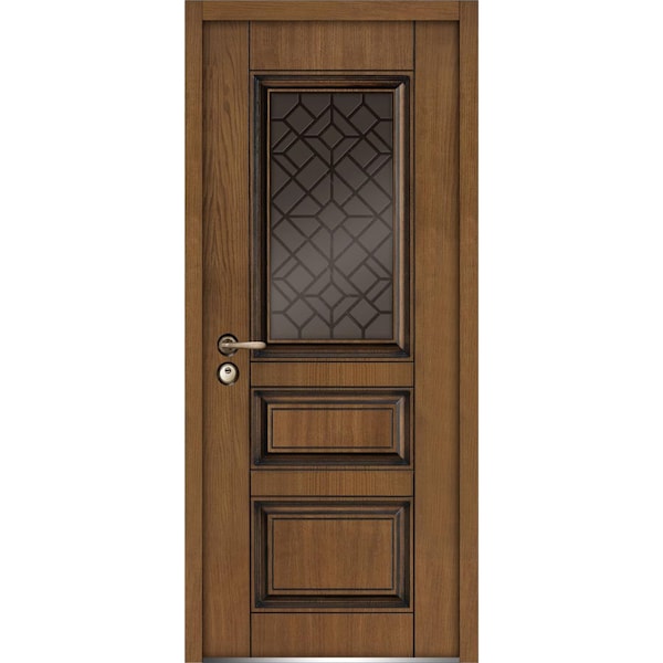 Vdomdoors Front Exterior Prehung Steel Door / Ballucio 1720 Natural Oak / Panel Single Classic Painted White - BALLUCIO1720ED-OAK