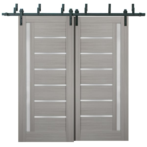 Sartodoors Barn Bypass Interior Door, 36" x 96", Gray - QUADRO4088BBB-SSS-3696