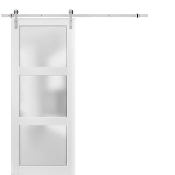 Sartodoors Barn Interior Door, 36" x 96", White - LUCIA2552BD-S-BEM-3696