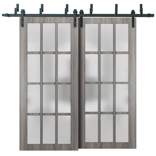 Sartodoors Barn Bypass Interior Door, 72" x 96", Gray - FELICIA3312BBB-GA-7296
