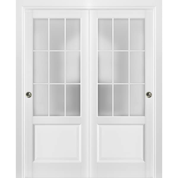 Sartodoors Closet Bypass Interior Door, 64" x 80", White - FELICIA3309DBD-BEM-64