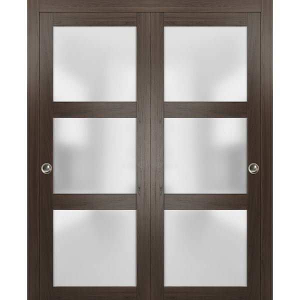 Sartodoors Closet Bypass Interior Door, 84" x 96", Chocolate - LUCIA2552DBD-CA-8496