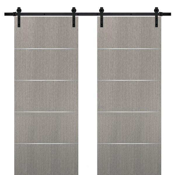 Sartodoors Double Pocket Interior Door, 48" x 84", Gray - PLANUM20DB-SD-8496