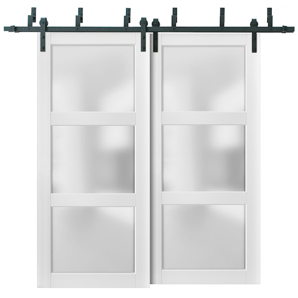 Sartodoors Barn Bypass Interior Door, 48" x 96", White - LUCIA2552BBB-BEM-4896