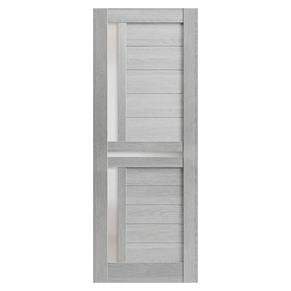 Sartodoors Slab Barn Door Panel 18 x 84in, Veregio 7288 Light Grey Oak W/ Frosted Glass, Pocket Closet Sliding - VEREGIO7288S-OAK-1884