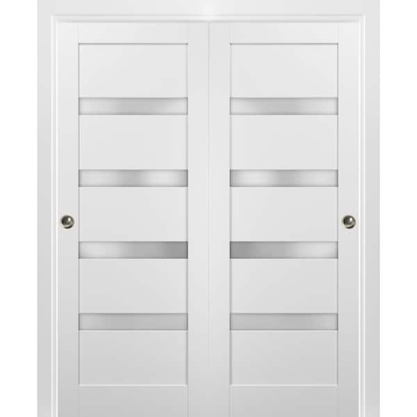 Sartodoors Closet Bypass Interior Door, 72" x 84", White - QUADRO4113DBD-WS-7284