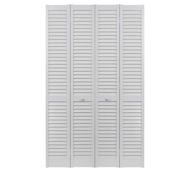 Perfectpatio 72 x 80 in. Seabrooke PVC Full Louver Bifold Door, White - PE3033105
