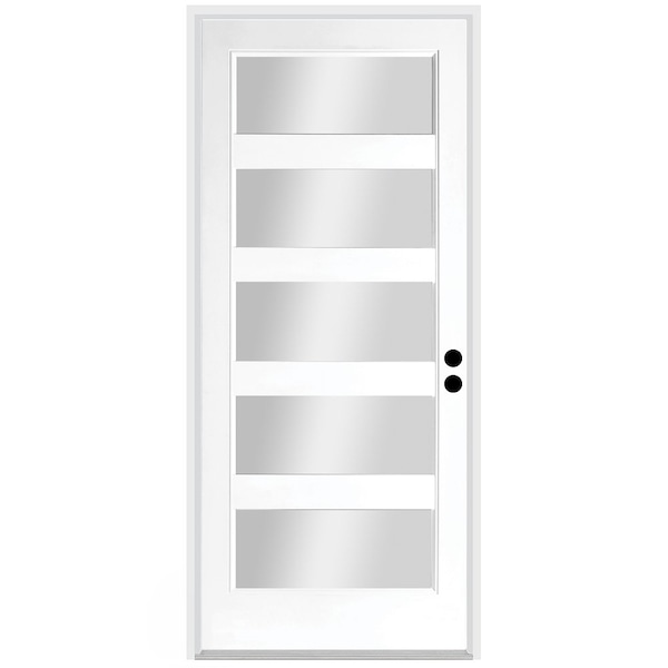 Codel Doors 36" x 80" Primed White Contemporary Flush-Glazed Exterior Fiberglass Door - 3068LHISPSF20F5LC491626DM