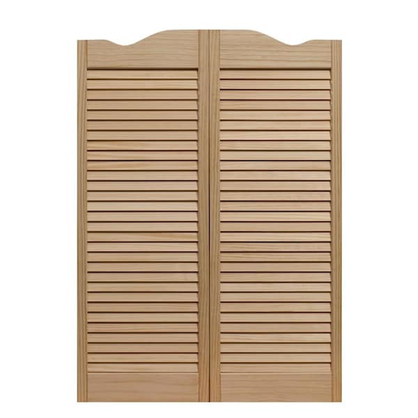 Parche 36 x 42 in. Dixieland Louvered Cafe Door, Unfinished Pine - PA3034561