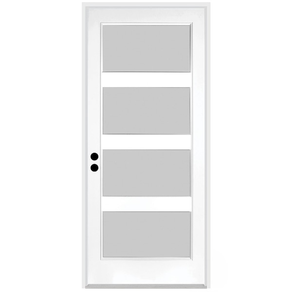 Codel Doors 36" x 80" Primed White Contemporary Flush-Glazed Exterior Fiberglass Door - 3068RHISPSF20F4LS49161DM