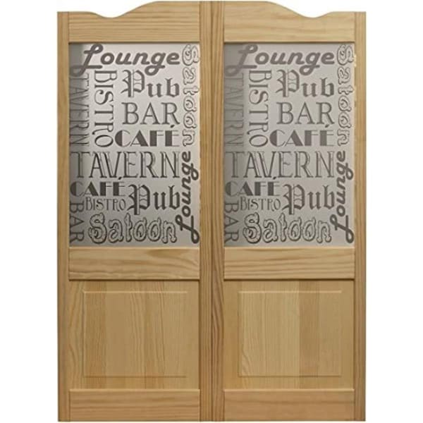 Parche 36 x 42 in. Full Glass Tavern Louvered Cafe Door, Unfinished Pine - PA3574123