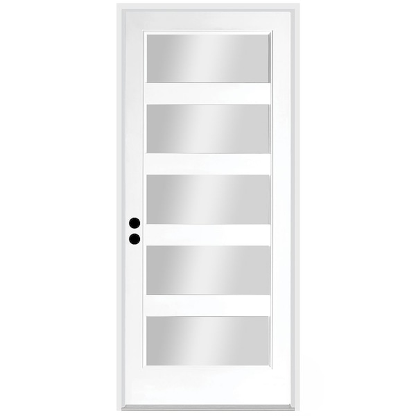 Codel Doors 36" x 80" Primed White Contemporary Flush-Glazed Exterior Fiberglass Door - 3068RHISPSF20F5LC491615M