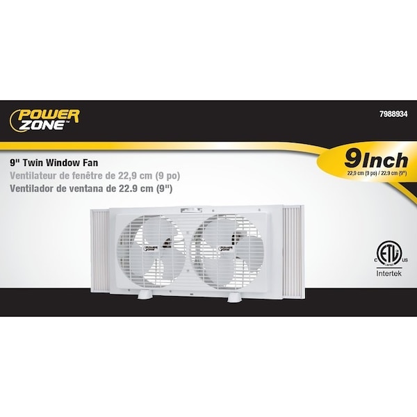 Powerzone PowerZone BP2-9 Window Fan, 1029, 1122, 1216, White - BP2-9