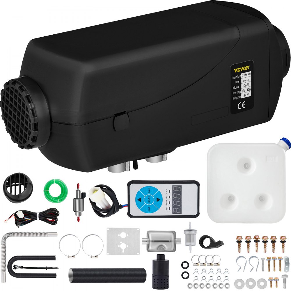 VEVOR 5KW Diesel Air Heater 12V Diesel Parking Heater 10L Tank Air Diesel Heater Silencer with Digital Switch for Boat Caravan and Motor-home - ZCJRQDSWKZZJXYQ01V0