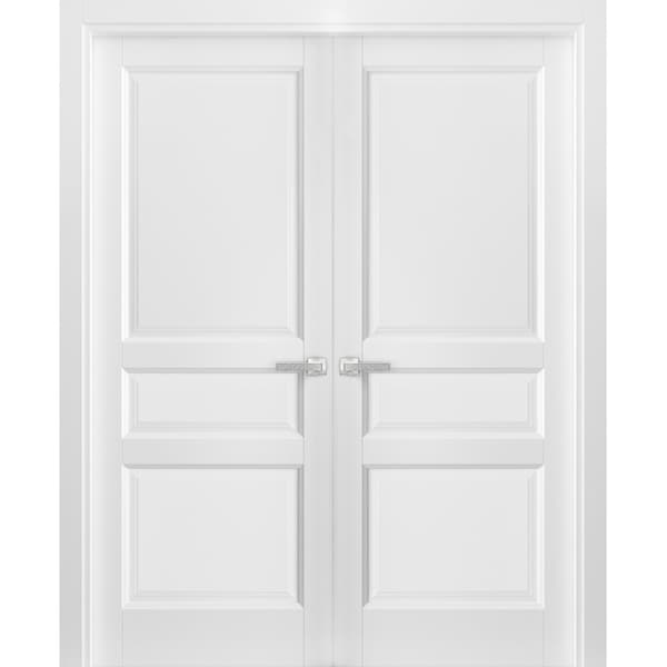 Sartodoors Double French Interior Door, 56" x 80", White - LUCIA31DD-BEM-56