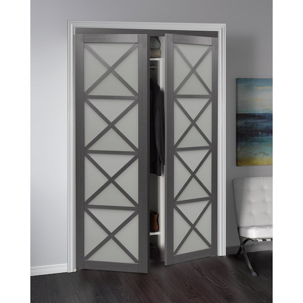 Renin Renin 60 in. x 80 1/2 in. Crochet Multi-X Design Pivot Door - PV3330GGFGE060080