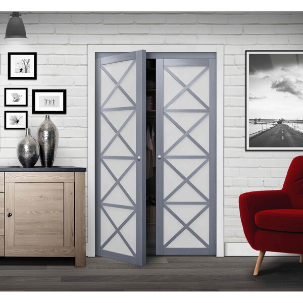 Renin Renin 60 in. x 80 1/2 in. Crochet Multi-X Design Pivot Door - PV3330GGFGE060080