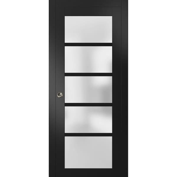 Sartodoors Pocket Interior Door, 30" x 80", Black - QUADRO4002PD-BLK-30