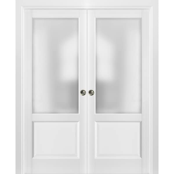 Sartodoors Double Pocket Interior Door, 56" x 84", White - LUCIA22DP-BEM-5684