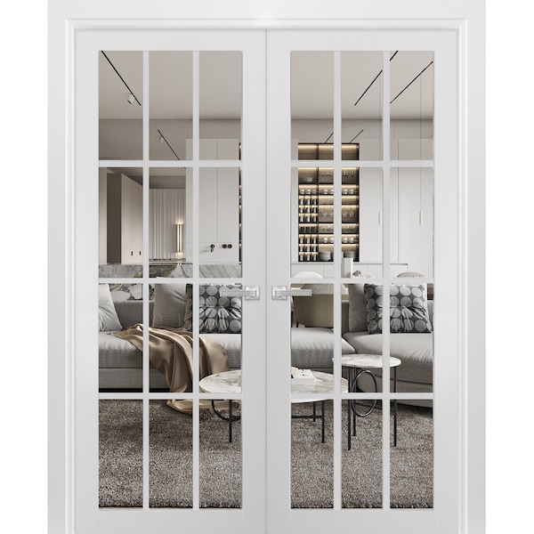 Sartodoors Double French Interior Door, 72" x 96", White - FELICIA3355DD-BEM-7296