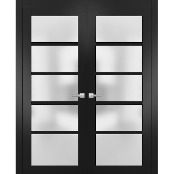 Sartodoors Double French Interior Door, 60" x 96", Black - QUADRO4002DD-BLK-6096