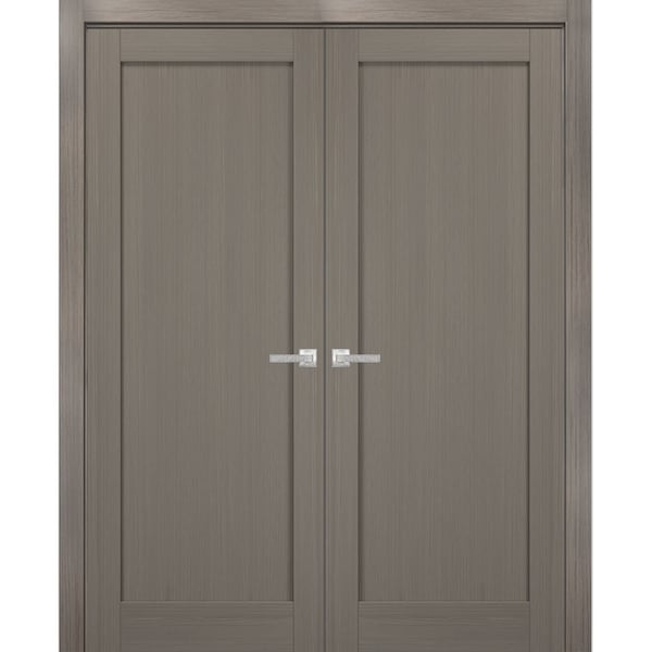 Sartodoors Double French Interior Door, 48" x 80", Gray - QUADRO4111DD-KS-48