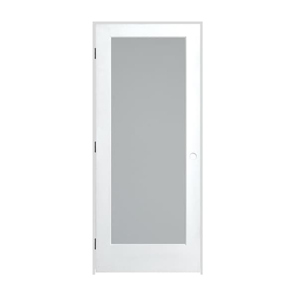 Trimlite 24"x80"x13/8" Primed 1Lite Satin Etch Tempered Glass Interior French 49/16" RH Prehung Door Hinges - 2068PRI1501SATTRH1D4916