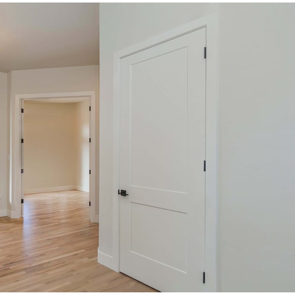 Reso 28 in. x 80 in. Left-Handed Solid Core  Primed Smooth  Single Prehung Interior Door Bronze Hinges - RID2880-2WORBLH