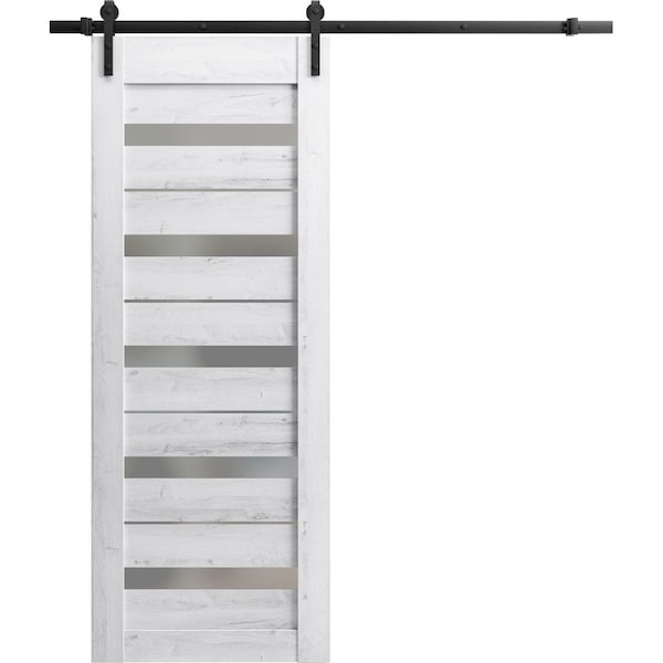 Sartodoors Slab Barn Door Panel 24 x 96in, Matte Black Clear Glass, Pocket Closet Sliding - LUCIA2166S-BLK-2496