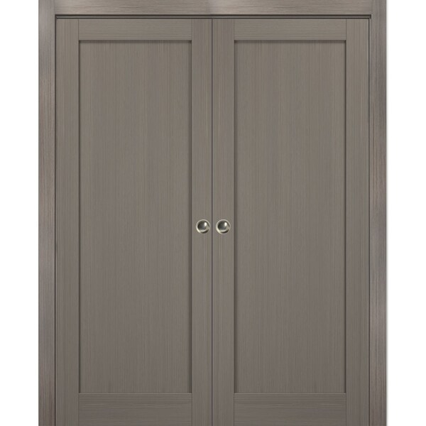 Sartodoors Double Pocket Interior Door, 48" x 96", Gray - QUADRO4111DP-KS-4896