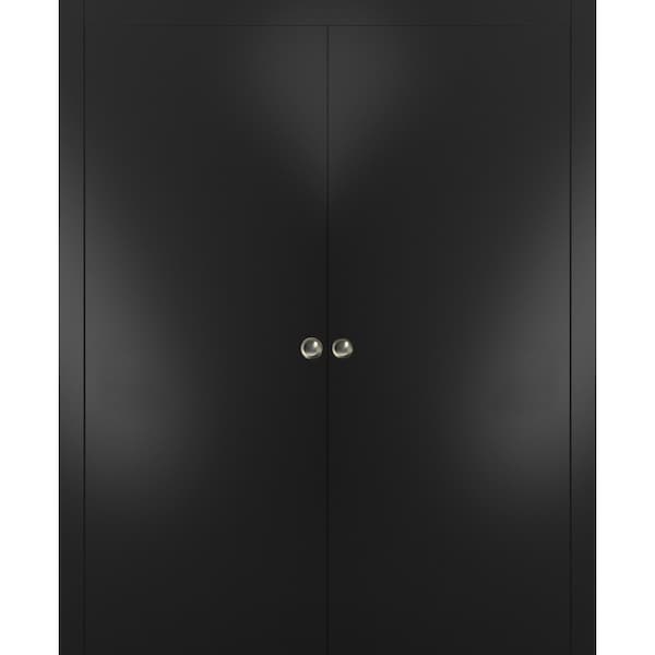 Sartodoors Sliding Double Pocket 72x96" Frames Planum 0010 Black Matte Kit Trims Rail HardwareBathroom Closet - PLANUM10DP-BLK-7296