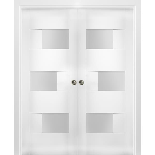 Vdomdoors Double French Interior Door, 48" x 80", White - SETE6933DP-WS-7284