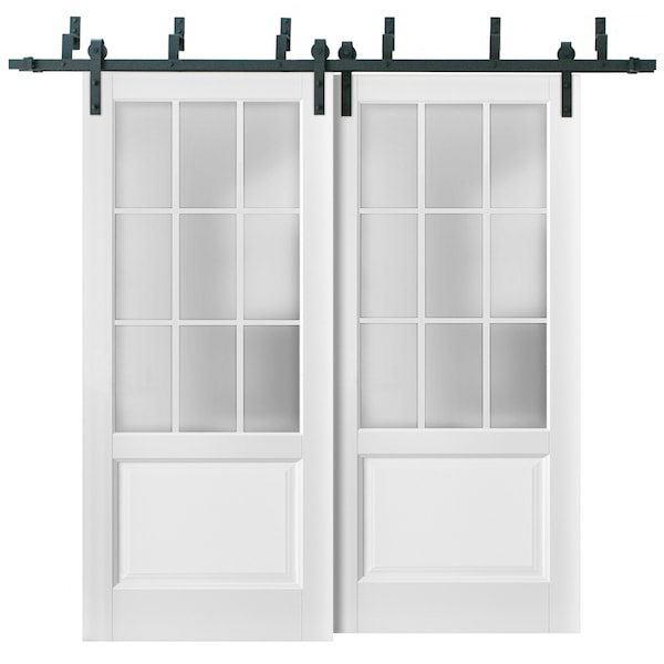 Sartodoors Barn Bypass Interior Door, 48" x 80", White - FELICIA3309BBB-BEM-48
