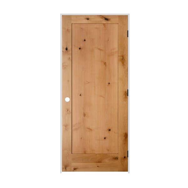 Codel Doors 26" x 80" x 1-3/8" Knotty Alder 1-Panel Interior Shaker 7-1/4" LH Prehung Door with Black Hinges - 2268SKA8401LH1D714