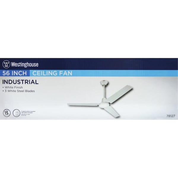 Westinghouse Jax Industrial-Style 56" 3-Blade White Indoor Ceiling Fan - 7812700
