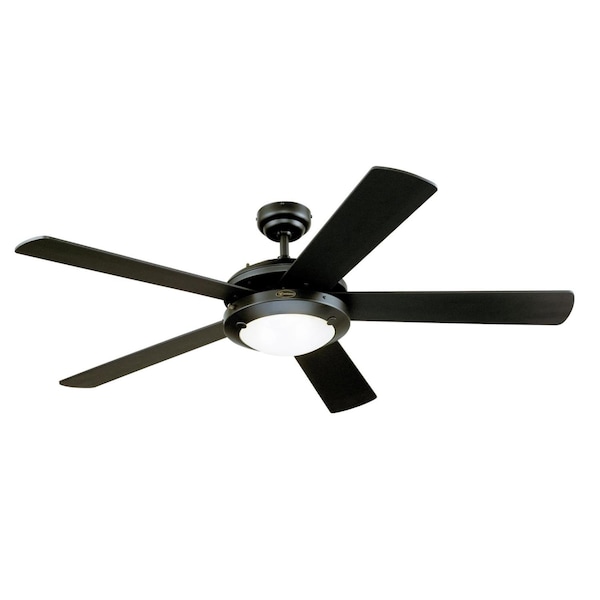 Westinghouse Comet 52" 5-Blade Matte Black Indoor Ceiling Fan w/Dimmable LED Light - 7224200