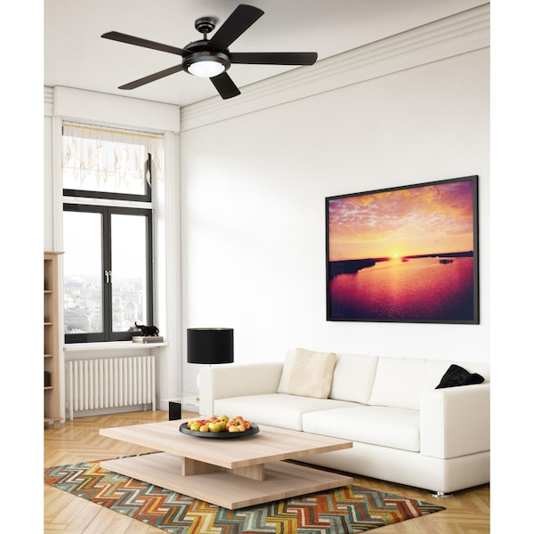 Westinghouse Comet 52" 5-Blade Matte Black Indoor Ceiling Fan w/Dimmable LED Light - 7224200