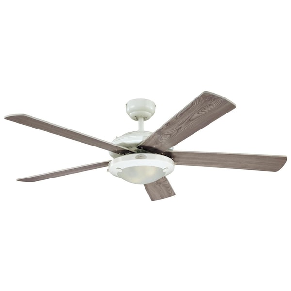 Westinghouse Comet 52" 5-Blade Wht Indoor Ceiling Fan w/Dimmable LED Light Fixture - 7233600