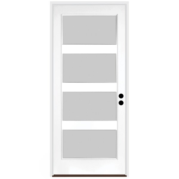 Codel Doors 36" x 80" Primed White Contemporary Flush-Glazed Exterior Fiberglass Door - 3068LHISPSF20F4LS491626DB