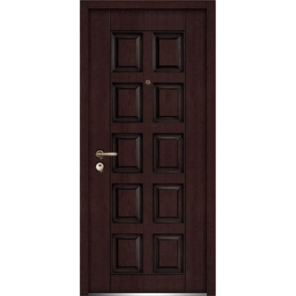 Vdomdoors Front Exterior Prehung Steel Door 36x80 " InswingBallucio 1700 Dark Brown OakPanel Inserts Classic - BALLUCIO1700ED-BRW-36-RH